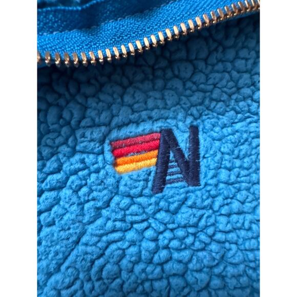 Aviator Nation TEDDY APRES HALF ZIP COLOR BLOCK JACKET - OCEAN Medium - Picture 3 of 8